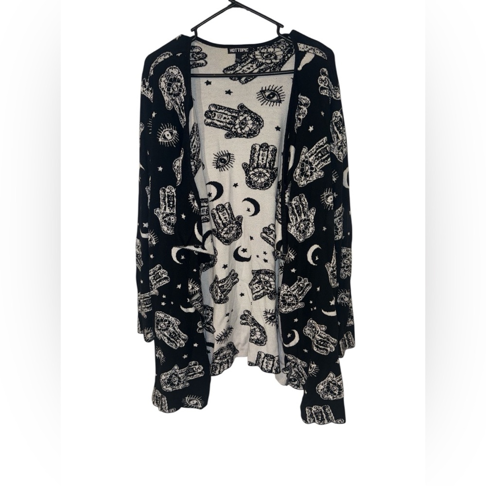 Hot Topic Black and White Mystic Hand Print Cardigan